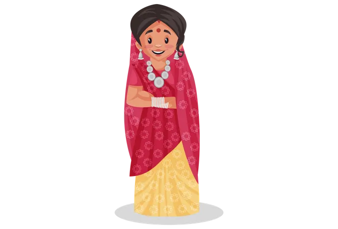 Indian rajasthani woman standing Illustration