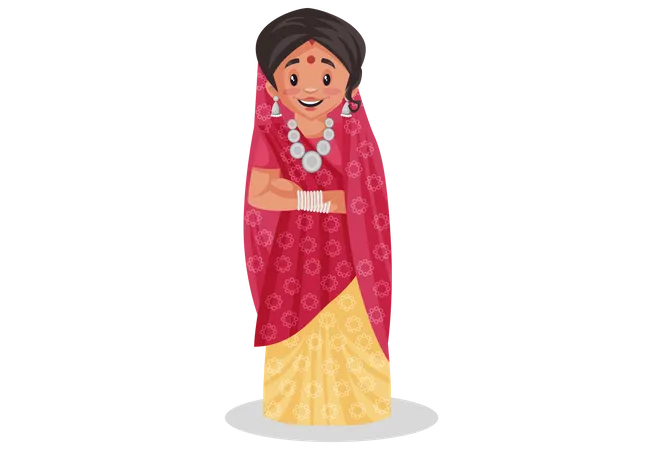 Indian rajasthani woman standing  Illustration