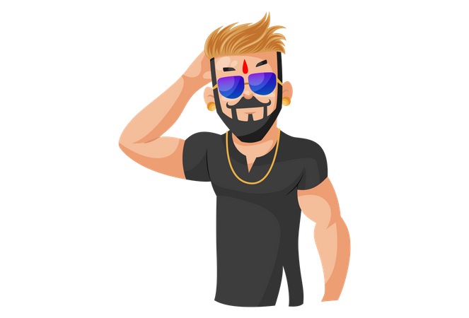 Indian Rajput man wearing sunglasses  Illustration