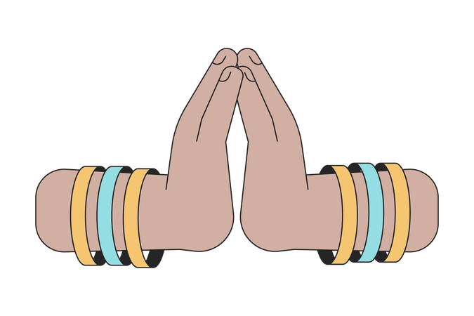 Indian religious praying hands  Illustration