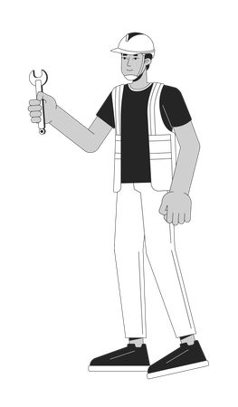 Indian repairman construction worker  Illustration