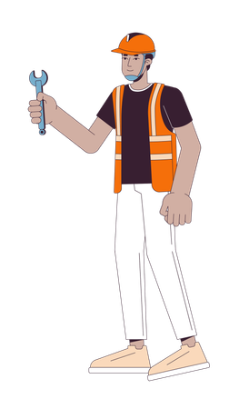 Indian repairman construction worker  Illustration