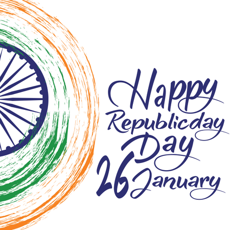 Indian Republic Day Concept With Text 26 January Illustration