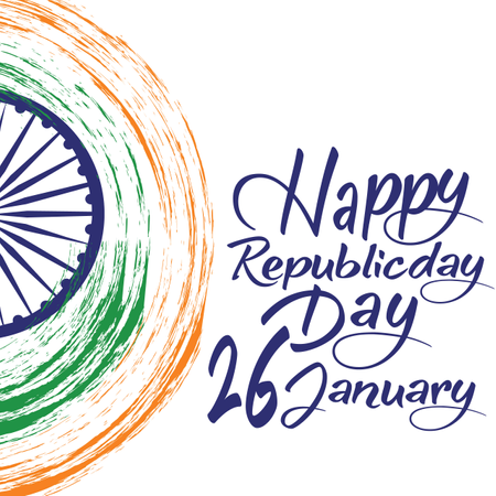 Indian Republic Day Concept With Text 26 January  Illustration