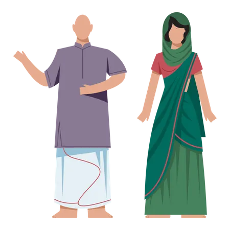 Religion People Wearing Specific Uniform Male And Female Religious Figure Collection Vaishnavism Monk Flat Vector Illustration Illustration