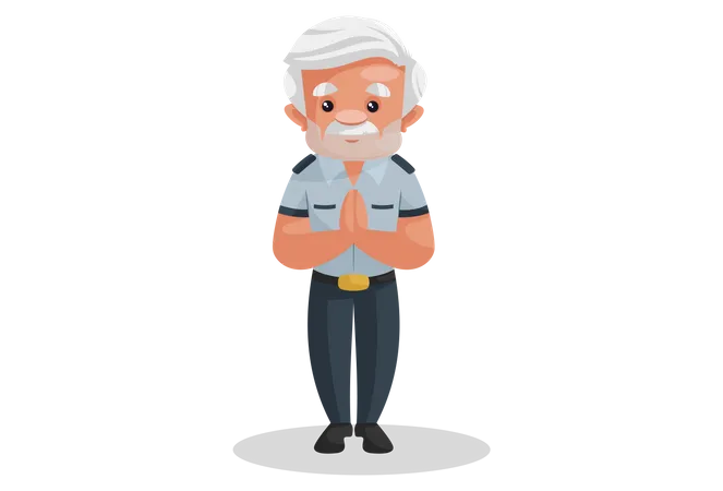 Indian security guard standing in welcome pose Illustration