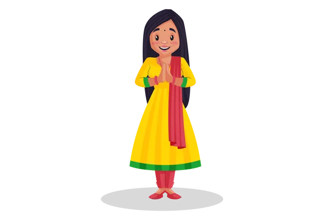 Indian singer standing in welcome pose  Illustration