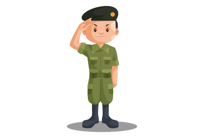 Indian Soldier Saluting on Independence Day Illustration