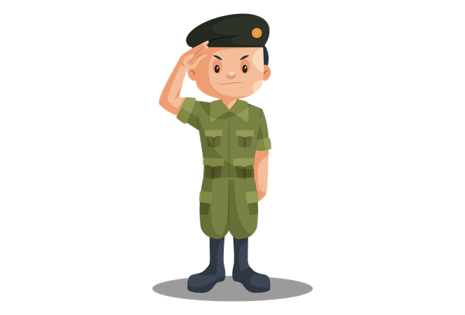 Indian Soldier Saluting on Independence Day  Illustration