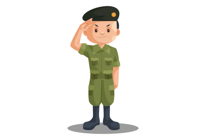 Indian Soldier Saluting on Independence Day  Illustration