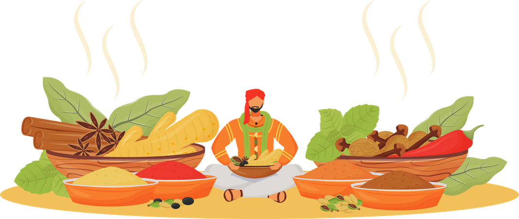Indian spice shop Illustration