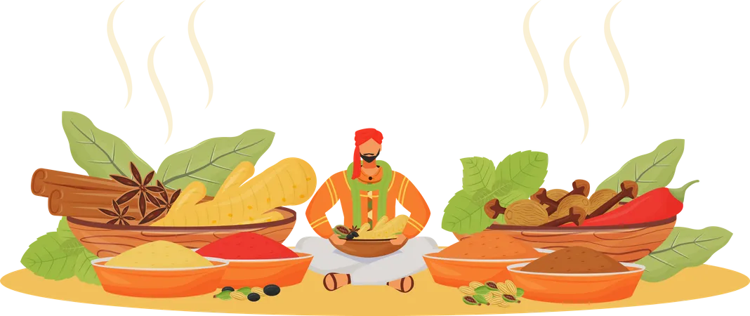 Indian spice shop Illustration