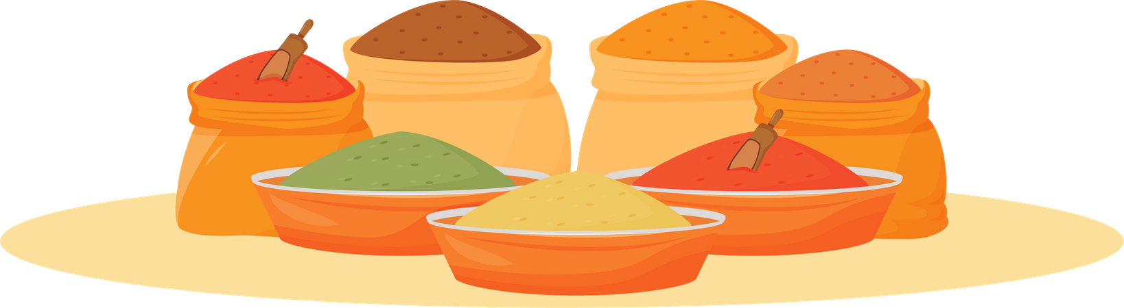 Indian spices assortment  Illustration