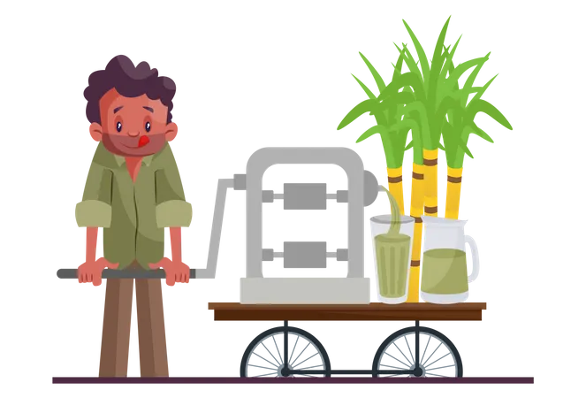Indian Sugar cane juice vendor  Illustration