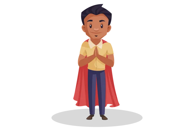 Indian super dad standing in welcome pose Illustration
