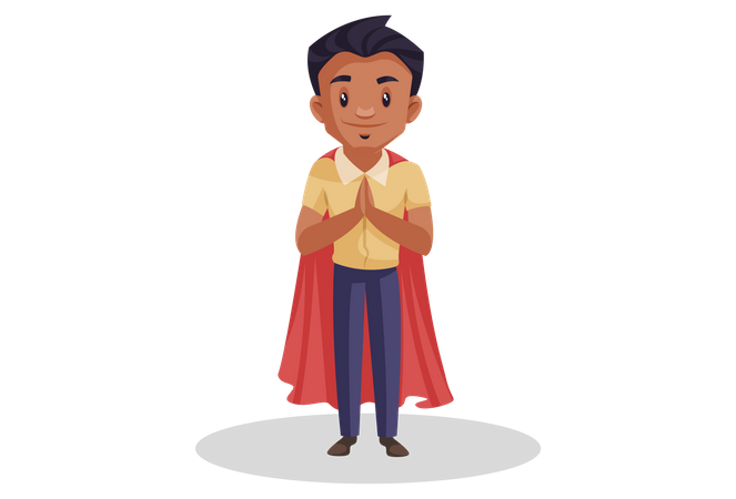 Indian super dad standing in welcome pose  Illustration