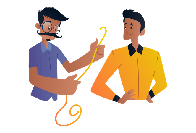 Indian Tailor holding a measuring tape and standing with a boy for shirt measure  イラスト