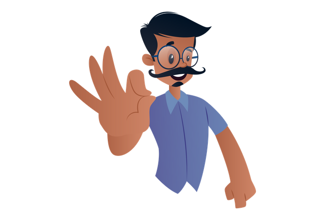 Indian Tailor showing okay sign with hand Illustration