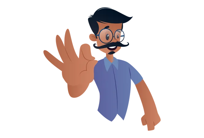 Indian Tailor showing okay sign with hand  Illustration