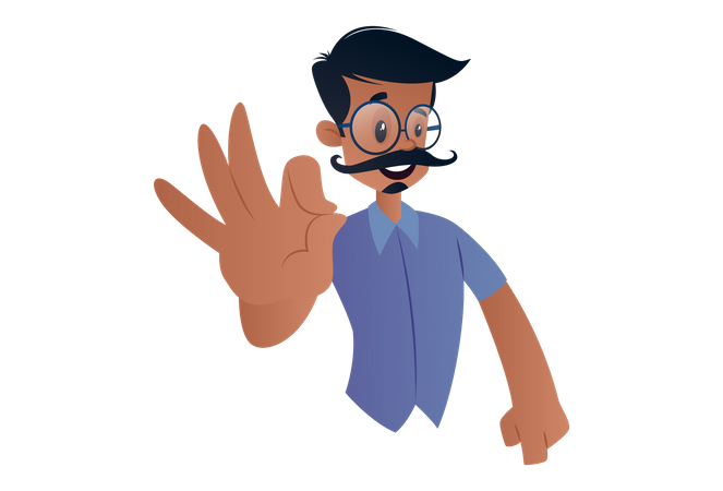 Indian Tailor showing okay sign with hand  Illustration