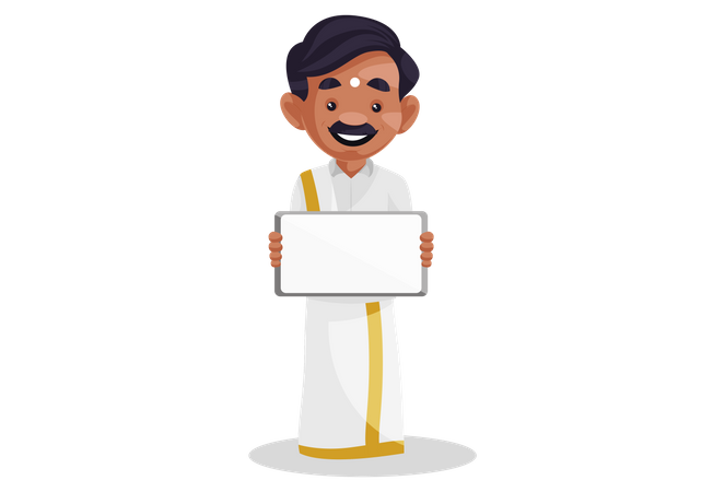 Indian tamil man holding blank board  Illustration