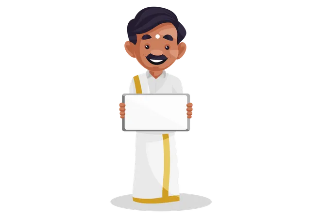 Indian tamil man holding blank board  Illustration