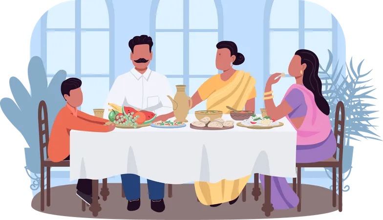 Indian traditional dinner Illustration