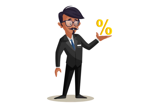 Indian Train Conductor with Percentage sign  Illustration