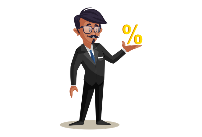 Indian Train Conductor with Percentage sign  Illustration