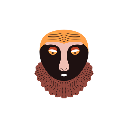 Indian tribal mask brown ornament  Illustration