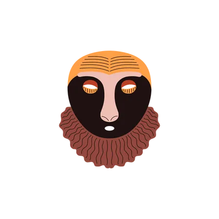 Indian tribal mask brown ornament  Illustration