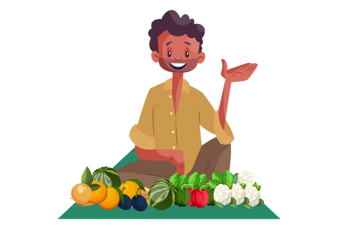 Indian Vegetable seller  Illustration