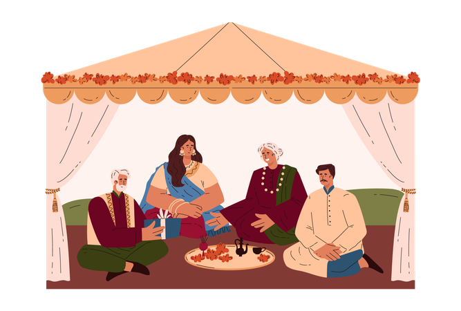 Indian wedding ceremony  Illustration
