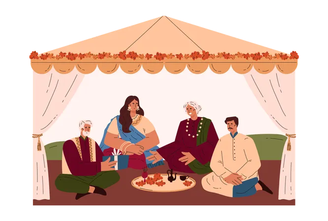 Indian wedding ceremony  Illustration