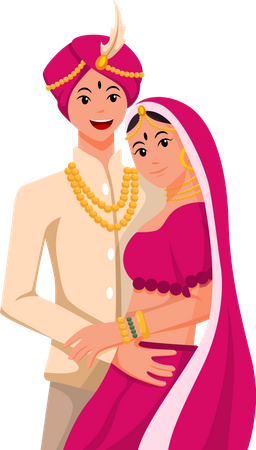 Indian Wedding Character  Illustration