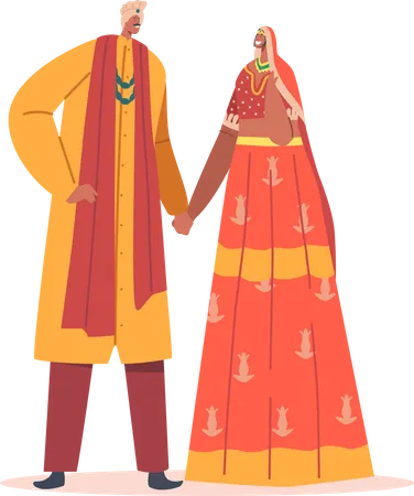 Indian Wedding couple Illustration