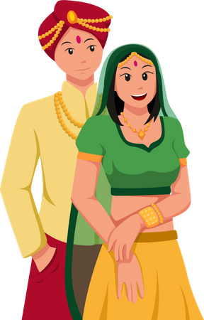 Indian Wedding Couple  Illustration
