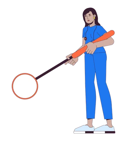 Indian woman doctor with magnifying glass  Illustration