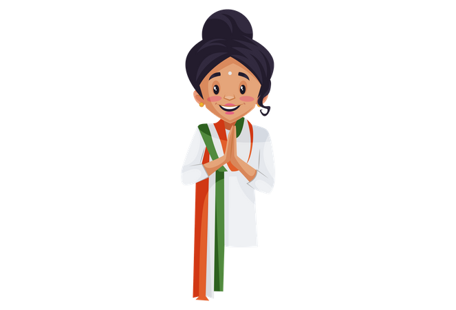 Indian woman doing Namaste  Illustration