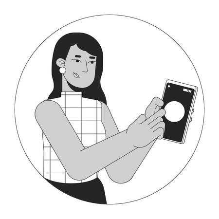 Indian woman holding mobile phone  Illustration