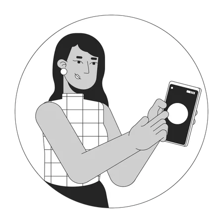 Indian woman holding mobile phone  Illustration