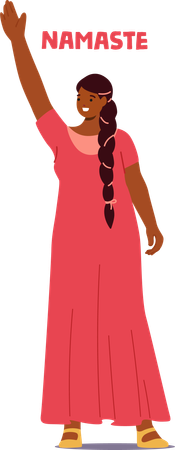 Indian Woman In A Vibrant Saree Warmly Greets With A Traditional Namaste  Illustration