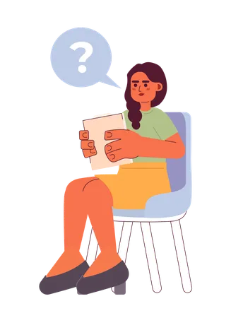 Indian Woman Interviewer Asking Question 2 D Cartoon Character South Asian Business Lady Sitting On Chair Isolated Vector Person White Background Employment Recruiter Color Flat Spot Illustration Illustration