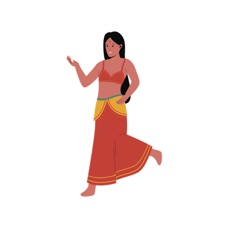 Indian woman performing traditional dance  Illustration