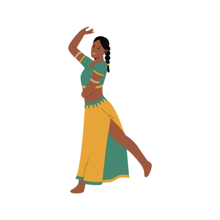 Indian woman performing traditional dance  Illustration