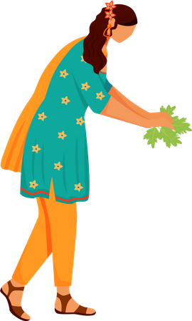 Indian woman picking tea  Illustration