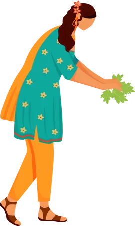 Indian woman picking tea  Illustration