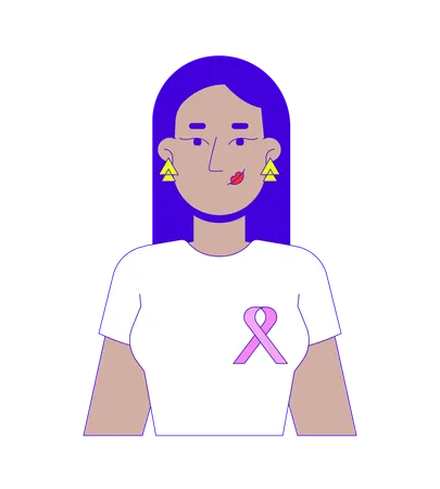 Indian woman promoting breast cancer awareness  Illustration