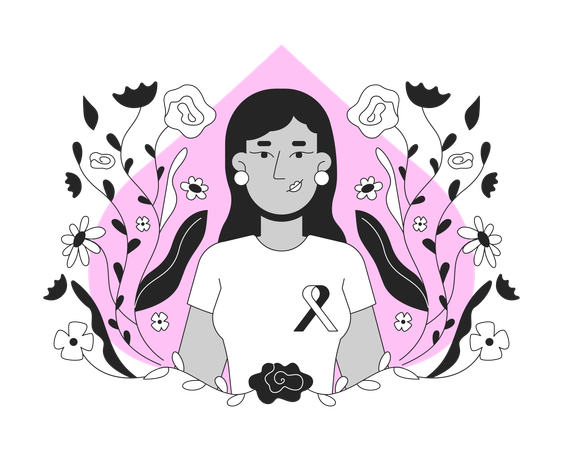 Indian woman promoting breast cancer awareness  Illustration