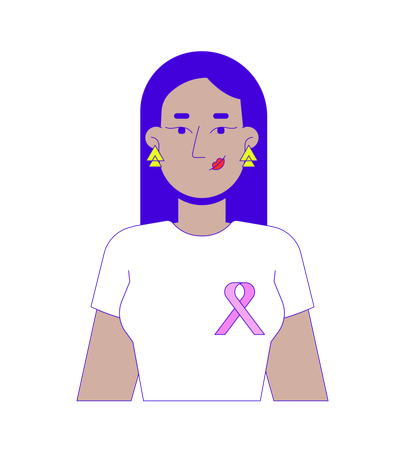 Indian woman promoting breast cancer awareness  Illustration